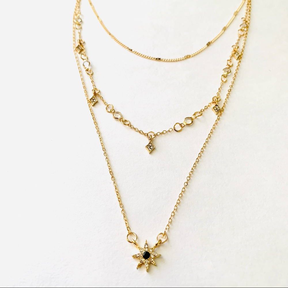 Gold multilayered dainty choker necklace